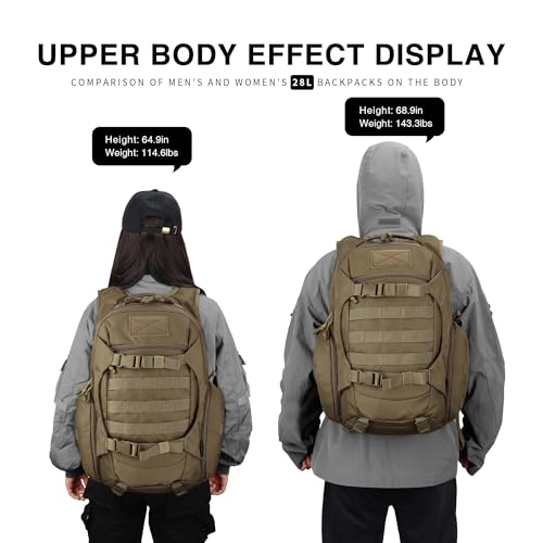 Mardingtop Tactical Molle Backpack for Men - 28L EDC Hiking & Motorcycle Backpack - Thumbnail 6