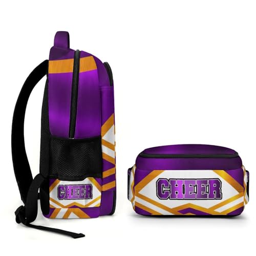 Cheer Backpack Cheerleader Bookbag for Cheer Team Girls Cheerleading Coach Competition Gifts Purple Yellow4