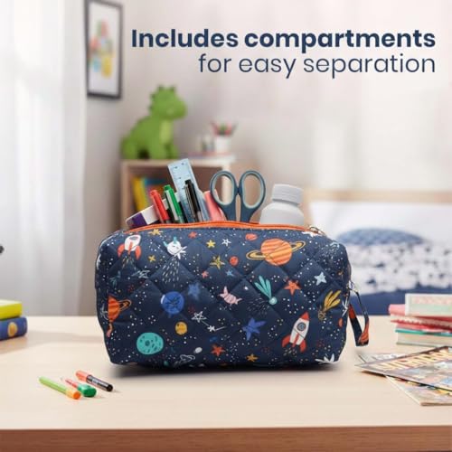 Image of Mini Travel Organizer | Multipurpose All-in-One Compact Durable, Lightweight, Waterproof, Bag | Travel Friendly Pouch | Ideal for Stationary, Diaper, Medicines (Outer Space Print)