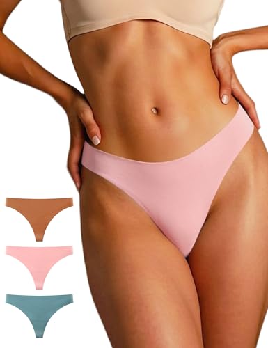 SPANFLEX Seamless Thongs for Women G-string Thong No Line Workout Cotton Panty Liners Underwear Undies Fashion Clothing