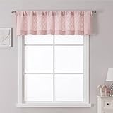 Chyhomenyc Blush Pink Valances for Windows 2 Panels, Small Kitchen Curtains Jacquard Geometric Textured Fabric Curtains for Bathroom, Light Filtering Rod Pocket Cortinas para Sala, 30Wx14L Inch, 2PCS