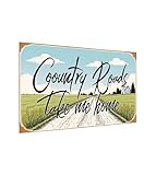Carastora Farmhouse Metal Tin Sign, Vintage Road Style Decor for Home, Office and Porch, "Country Roads Take Me Home" 8x12 Inch