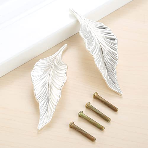 Mgoodoo Leaf Handles Knob Zinc Alloy for Cabinet,Kitchen,Door,Drawers,Bookcases,4.13in (5pairs, Silver), 5 Paar - Image 4
