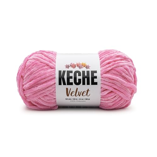 Image of Keche Velvet Yarn for Crocheting, Soft Chenille Bulky Baby Blanket Amigurumi Yarn 100 gr (132 yds) - Baby Pink