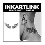 INKARTLINK Temporary Tattoos, 2 Sheets Large Semi Permanent Tattoo, Adult Art Design Temporary Tattoos, Lasts 1-2 Weeks, Waterproof, Realistic Look, No Adhesive, No Reflection (Wings)