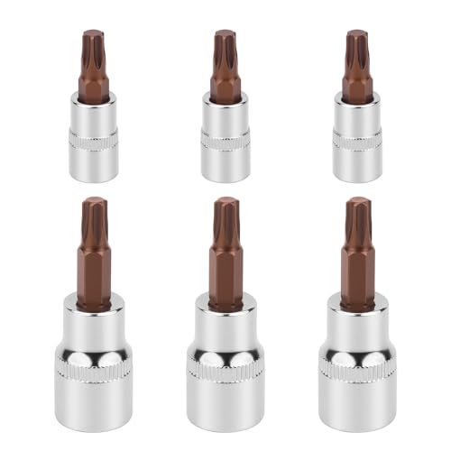 IGVSP 6 PCS T30 Torx Bit Socket Set - 3Pcs T30 Torx Bit 1/4 & 3Pcs 3/8 Drive CR-V S2 Steel Star Sockets for Ratchet Impact Drill Torque Wrench Slide Bar