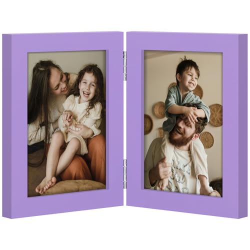 decorUhome Double 3.5x5 Picture Frame Vertical, Purple