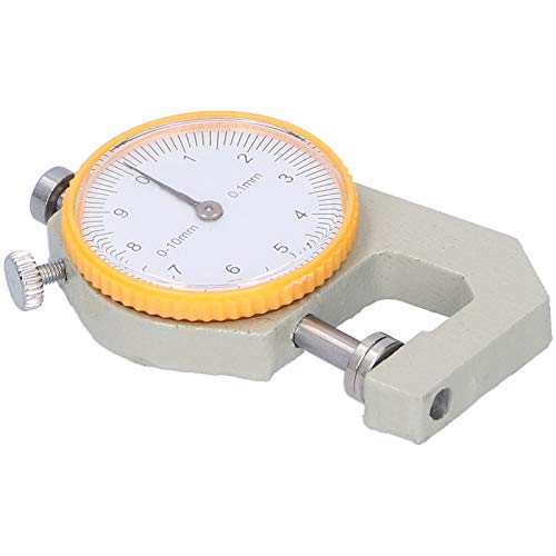 Thickn Gauge Tester Dial Flat Head Vegetable Tanned Leather DIY Measu Tool0-20mm Gauge mecánico de medición de espesor 0-10 mm con dial blanco de acero resistente miniatura 5