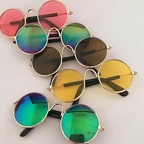 U/K Super Cute pet Brille stilvolle Hund Katze Coole Sonnenbrille metallrahmen runde Coole Foto tragbar und nützlich Cover