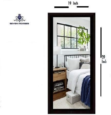 SEVEN HORSES Full Length Black Fiber Wood Wall Mirror (19x39-inch)