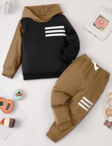 Image of Toddler Boy Clothes Long Sleeve Hoodie Sweatsuits Tops and Pants 2Pcs Boys Fall Winter Outfits Set
