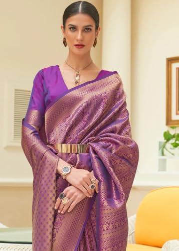 Image of SWORNOF Women's kanjivaram banarasi silk saree for Patola festival Wedding silk with rich pallu Design sarees for women with blouse piece