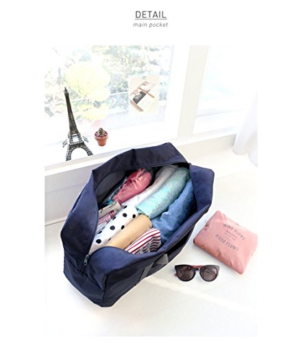 Foldable Travel Duffel Bag Luggage Sports Gym Water Resistant Nylon Multipurpose for Clothes Organizer (Blue)