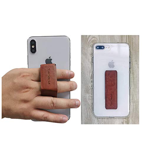 Support téléphone pliable Tainada avec enrouleur marron pour iPhone et Samsung
