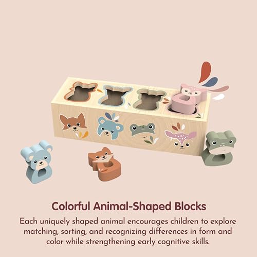Image of SPEEDY MONKEY Wooden Animal Shape Box for Toddlers 12m+ Shape Sorter Toy | wooden animal shapes, shape sorter toys for toddlers, color recognition, cognitive play, fine motor skill, preschool learning