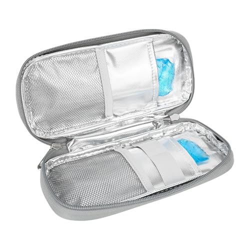 Bolsa isotérmica de insulina con 2 acumuladores de frío, bolsa de medicamentos para diabéticos, bolsa para utensilios para diabéticos, mantiene las reservas seguras y frías