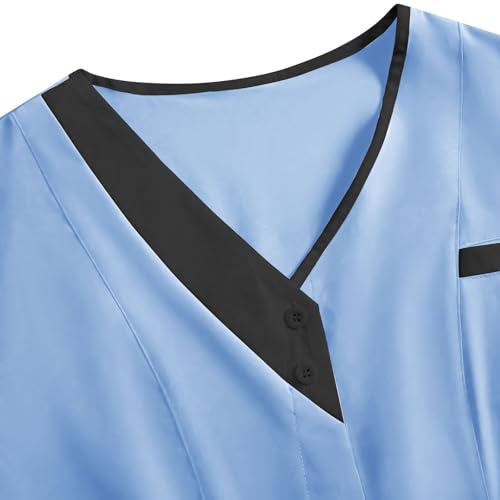 Image of 2026 Scrub for Cleaning Jobs Uniform, Multi Pockets Scrubs for Women Sets, V-Neck Top & Straight Leg Pants Scrubs Set