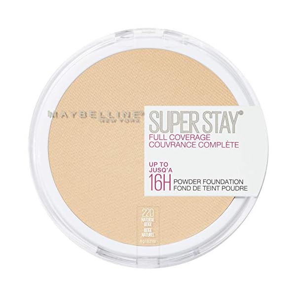 Maybelline Super Stay Full Coverage Powder Foundation Makeup, Up to 16 Hour Wear, Soft, Creamy Matte Foundation, Natural Beige, 1 Count