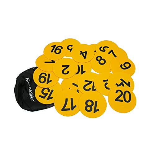 Eco Walker 4inch Mini Floor Spot Markers for Classroom Preschool and Kindergarten (Set of 20pcs) (Yellow number 1-20)