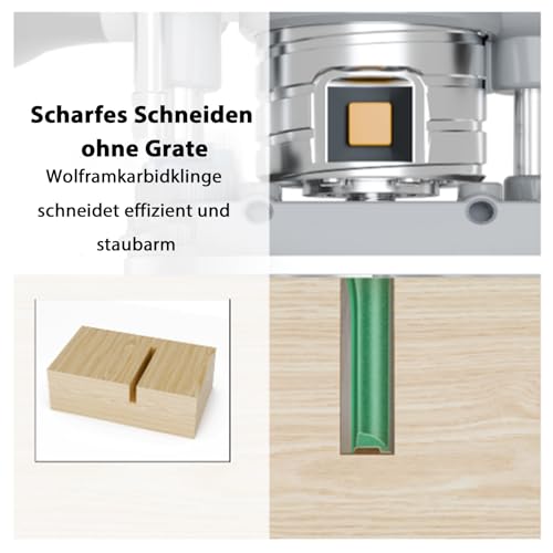 Wjelet 6 Stück Fräser Set Durchmesser 3-8 mm Shank Groove Cutter Set, Fräser für Holz Router Bit Holzschneider gerade für Router und präzise Holzfräse