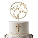 God Bless Baptism Cake Topper - Keepsake Cross Design,for Christening & Holy Communion,Divine Celebration Elegant Cake Decor