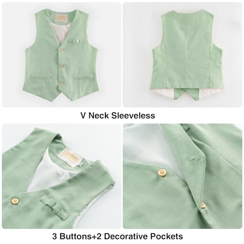 Image of LOLANTA Boys Linen Suit 4 Piece Summer Gentleman Outfit Kids Shorts Set