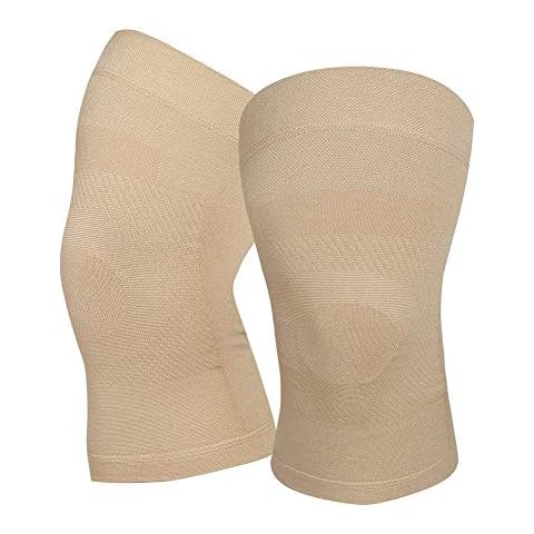Knee Compression Sleeves, 1 Pair, Can Be Worn Under Pants, 20-30mmHg Strong Support Knee Brace for Unisex, Knee Support for Meniscus Tear, Arthritis, Pain Relief, Injury Recovery, Daily Wear,Beige L Cover