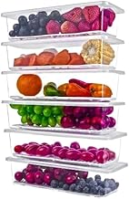 HARMONY INC Fridge Storage Containers (Pack of 6), Fridge Organizer with Removable Drain Plate & Safely Secure -Sealing Lids, Fridge Storage Boxes Keep Fruits, Container Box,1500 ML