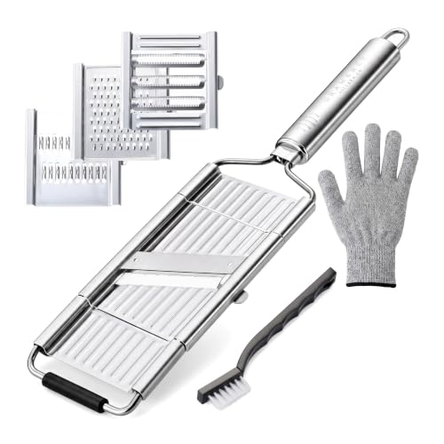 CITINERM Mandolina per Verdure in Acciaio Inox Professionale Manuale, Nero
