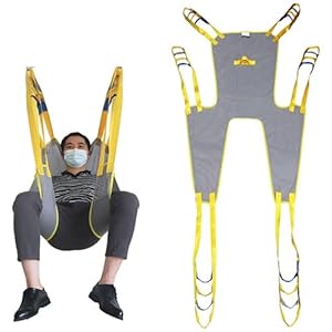 YDIJFLL Toileting patiëntenliftsling met hoofdsteun, universeel gaas bad patiënt liftende takel sling verdeelde been doucheslip met toiletopening voor ziekenhuizen, huizen en verpleeghuizen