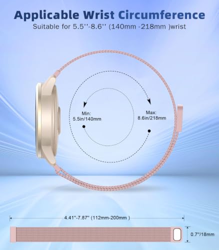 Image of 18mm Metal Watch Band Compatible with Venu 4 41mm /3S /2S; Forerunner 265S /255S; Vivoactive 4S /Vivomove 3S, Mesh Stainless Steel Replacement Strap Clasp Wristband, Pink