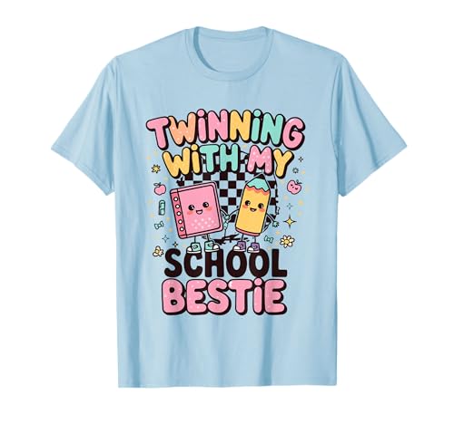 Twinning with My School Bestie Cute Matching Friend Twin Day T-Shirt