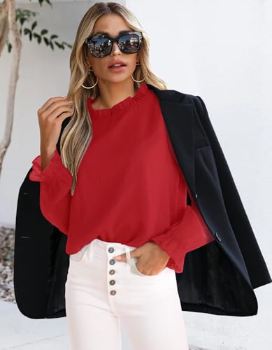 Image of Aifer Womens Blouses Dressy Casual Business Work Shirts Mock Neck Tops