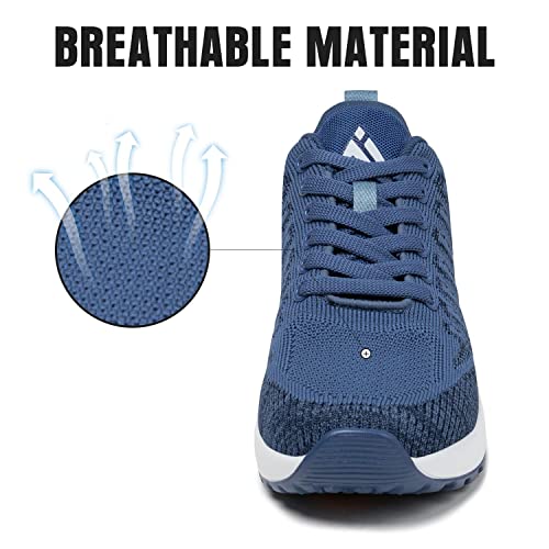 Mishansha Tennis Shoes Womens Lightweight Comfortable Lace Up Road Running Shoes, Navy Blue #TOP2