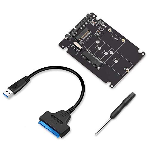 Bloepum M.2 NGFF or MSATA to SATA 3.0 Adapter USB 3.0 to 2.5 SATA Hard Disk 2 in 1 Converter Reader Card with Cable for PC Laptop