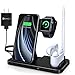 Wireless Charger, QI-EU 4 in 1 Qi-Certified 10W Fast Charging Station Compatible Apple Watch Airpods iPhone 11/11pro/X/XS/XR/Xs Max/8/8 Plus, Wireless Charging Stand Compatible Samsung Galaxy (Black)