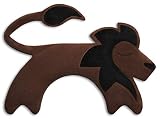 Leschi WÄRMEKISSEN löst Schulter- und Nacken-Verspannungen/für Mikrowelle und Ofen/Körnerkissen für Damen, Kinder und Babys/Löwe Juri, braun schwarz