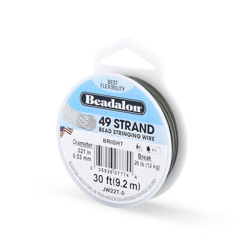 Beadalon 49 Strand Bead Wire, .021 in / 0.53 mm, Bright, 30 ft / 9.2 m by Beadalon - Used condition - US$15.57
