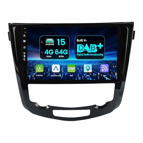 MISONDA 4GB+64GB Autoradio intégré Dab+ Android 15 Carplay pour Nissan Qashqai J11 X-Trail T32 2014-2018 GPS Navigation Caméra+Mic 10 Pouces IPS