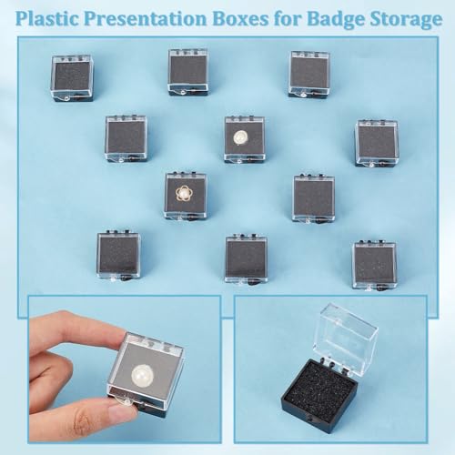 Image of OLYCRAFT 16Pcs Clear Plastic Gift Box For Pin 1.1x1.1x0.4 Inch Black Small Presentation Boxes for Badge Clear Lapel Pin Presentation Display Case for Lapel Pin Gemstone Storage Display (Pack of 2)