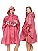 SaphiRose Unisex Rain Poncho Hooded Waterproof Raincoat for Adults Women (Rose Red)