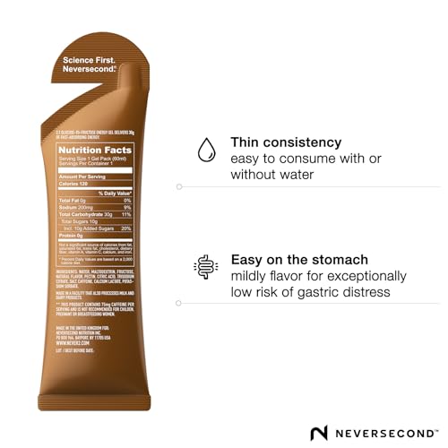 Neversecond C30+ Energy Gel + Caffeine, Performance Nutrition & Hydration, Never2 Energy Gel for Triathlons, Ironman, Cycling & Marathons (Cola Flavor, 12-Count Pack) - Thumbnail 3