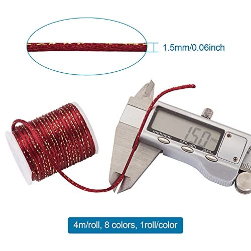 BB Beadthoven Polyesterschnur-Set 1,5mm mit Goldfaden, 8 Rollen à 4m, für Makramee und Schmuck – Bild 4