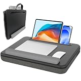 Lap Desk - Portable Laptop Desk Fits up to 15.6 inch Laptops, Wrist Pad, Storage Function, Tablet & Phone Holder, Laptop Stand for Home Office Study (Black & Dark Gray)
