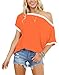 LEEDYA Women's Off Shoulder Tops Short Sleeve Casual Loose Batwing Shirts Oversized Blouse Tunic Orange L