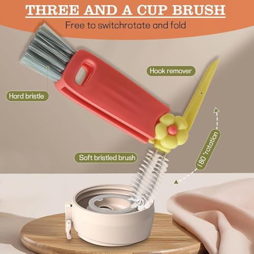 Image of Cots and Cuddles 1pc Bottle Cleaning 3-in-1 Silicone Cleaning Kit for Baby Milk Bottles, Nipple Cleaner and Straw Tool |Multipurpose Scrubbing Brush |Random Colour (Flower)