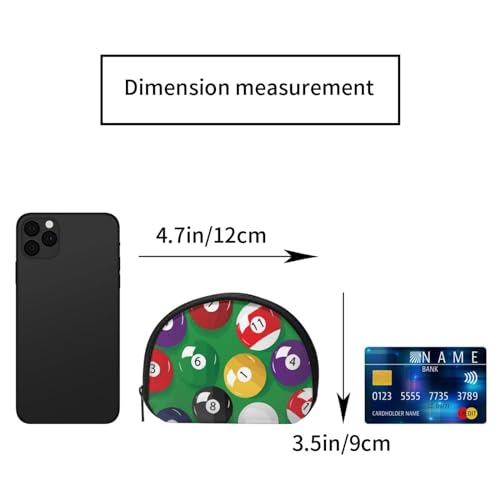 Portable Coin Purse Billiards Full Base Pattern Mini Zippered Money Pouch Card Holder2