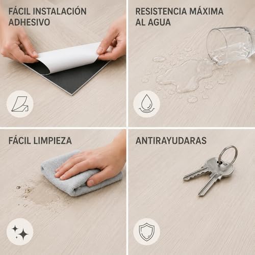 Miniatura 2 de Pavimentos Arquiservi - Suelo Vinílico Autoadhesivo Pvc - Caja 5 M - Diseño De Roble Clásico Natural - Gran Durabilidad Y Resistente Al Agua - Fácil Mantenimiento