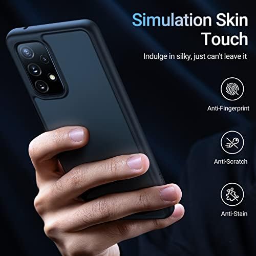 TORRAS Samsung A53 Case [10X Powerful Mil-Grade Shockproof Drop Protective] Samsung Galaxy A53 Case Cover Translucent Matte Hard Back with Soft Bumper Slim Thin Samsung A53 Phone Case 5G-Black