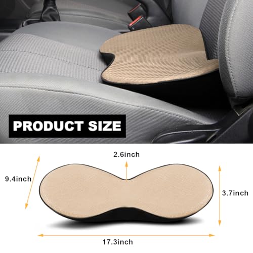 Suvnie Car Seat Cushion, Auto Memory Foam Wedge Seat Pad, Sciatica Tailbone Low Back Pain Relief Pillow for Driver, Breathable Non Slip Orthopedic Support Pad, Car Accessories (Beige)